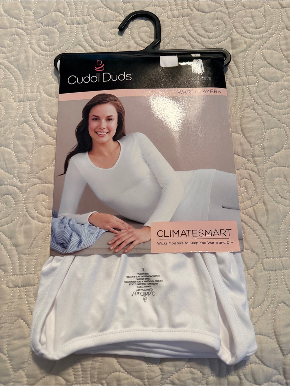 Cuddl Duds Women’s Long-Sleeve ClimateSmart Top in White